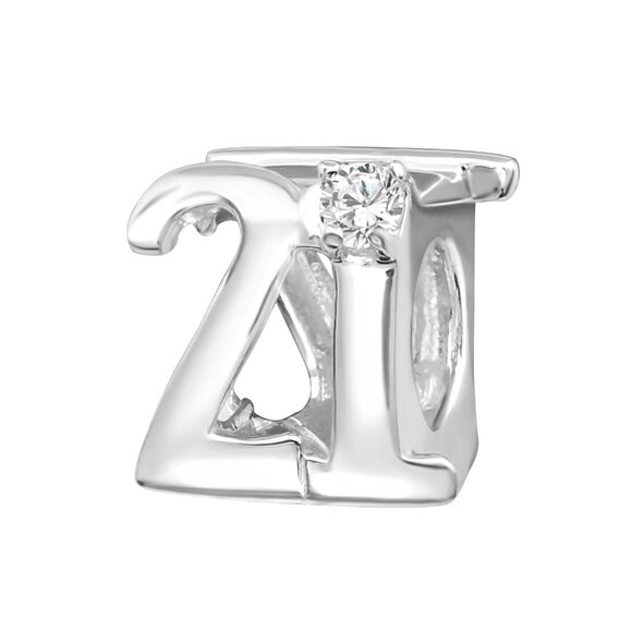 Sterling Silver Number 21 Charm Bead - Picture 1 of 1